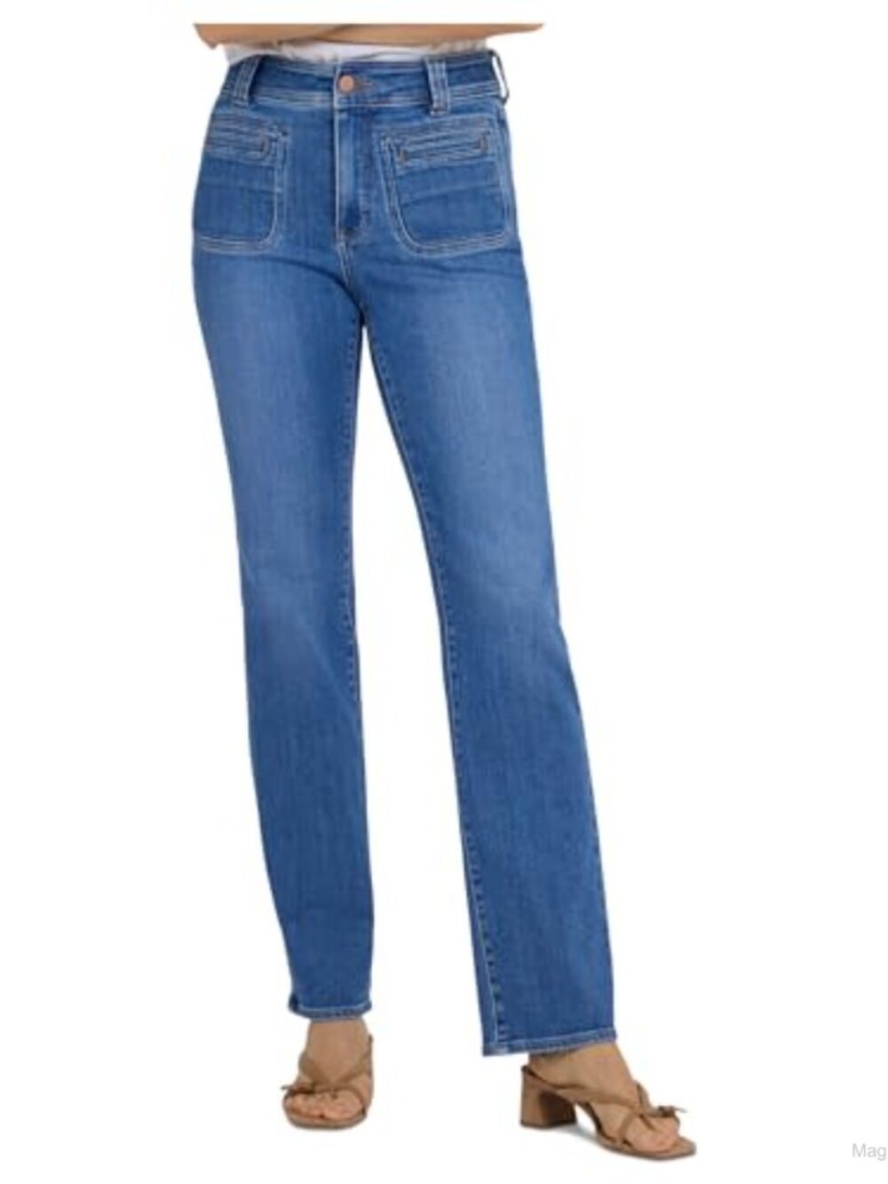 High Rise Straight Leg Jeans Lift Tuck Tech Lightweight Stretch